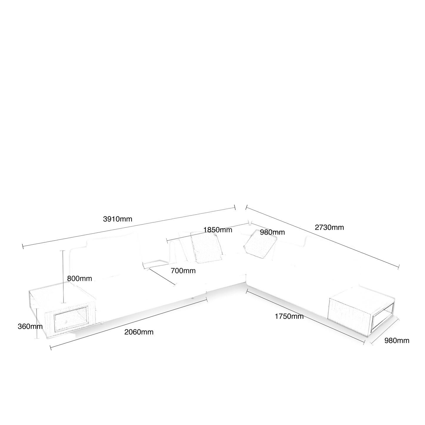 D'Automne Fabric Modular Sofa 3.91m Sale