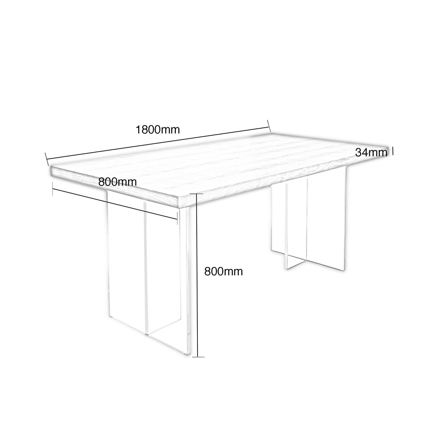 Tamo wood and Acrylic Dining Table